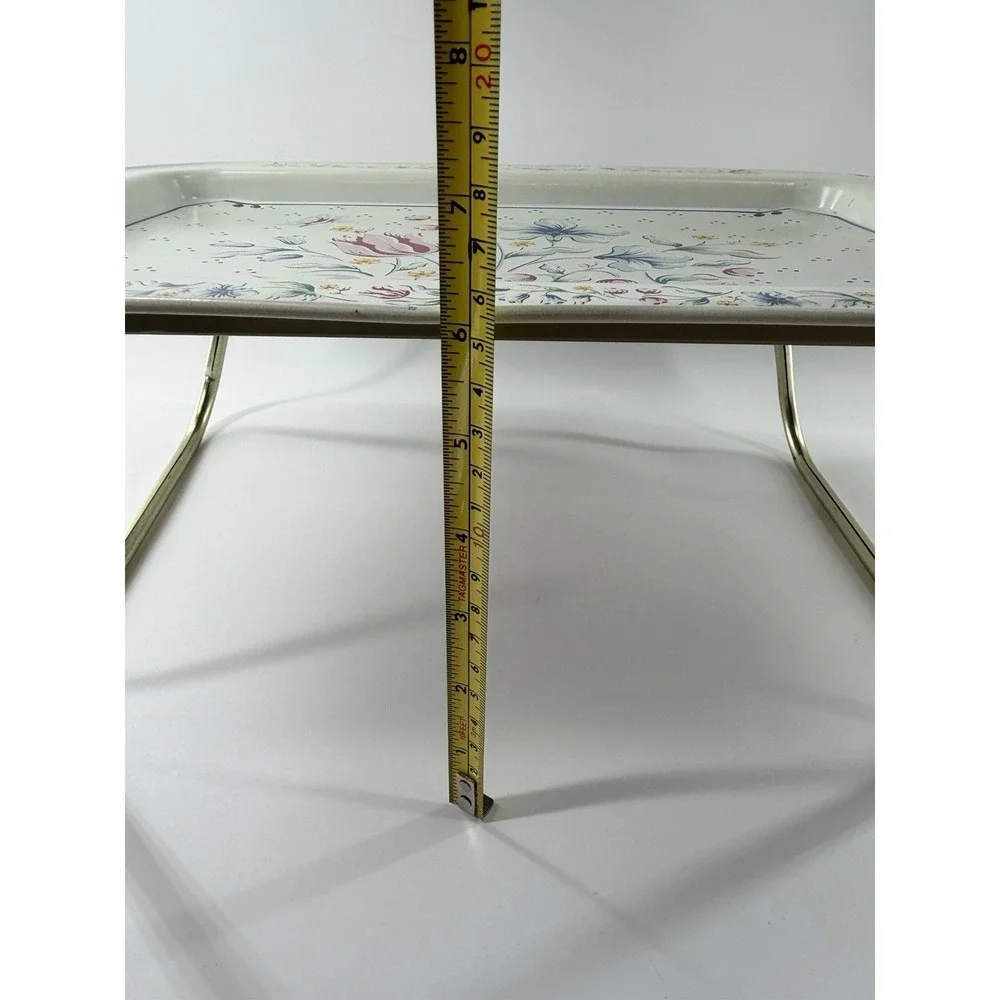 Vintage Metal Tray CHD 1990 Floral Decorative TV Folding Dinner